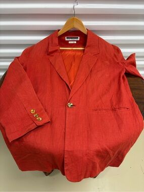 Orange Linen Blazer